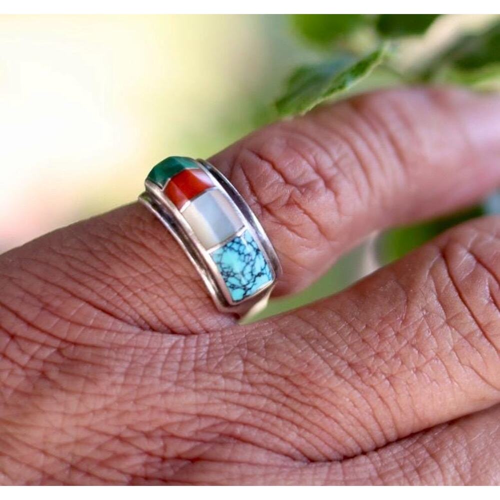 Ben Nighthorse Campbell Northern Cheyenne Multistone Inlay Ring, Authentic 7.5